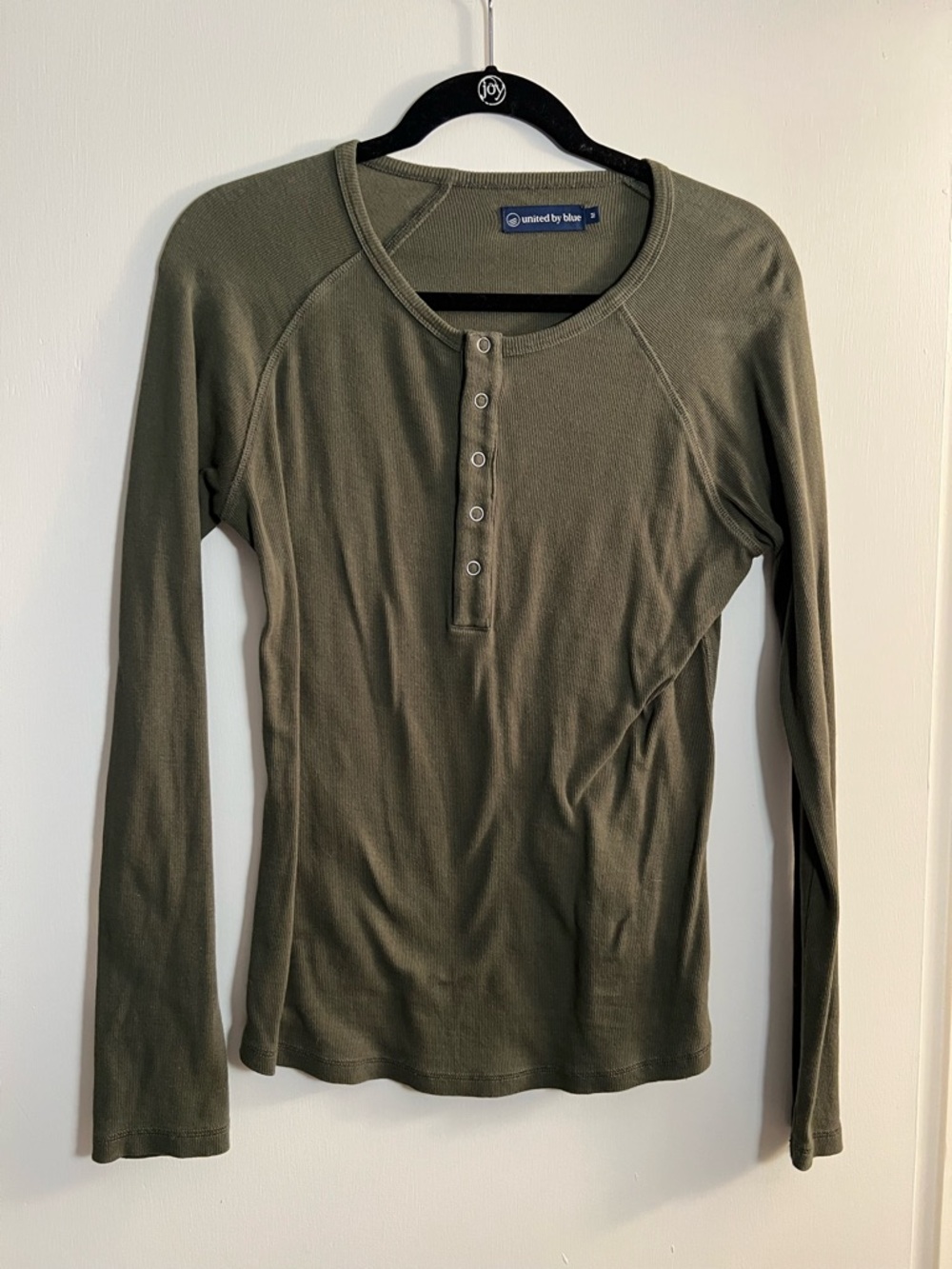United By Blue Olive Green Long Sleeve Henley Top
